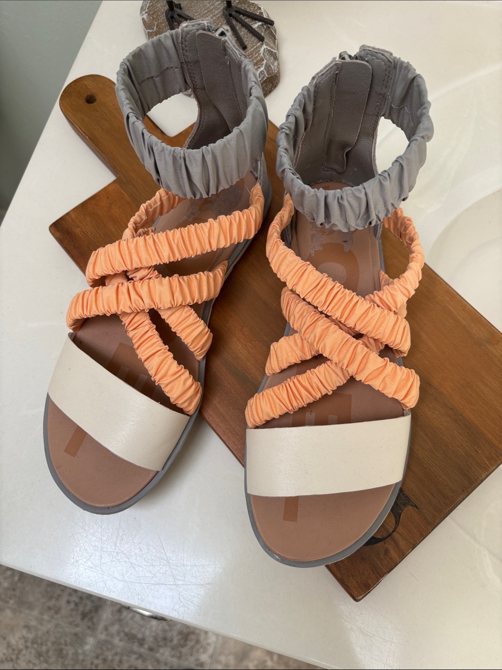 Sorel Peach Slide Sandals with White Sole Branding